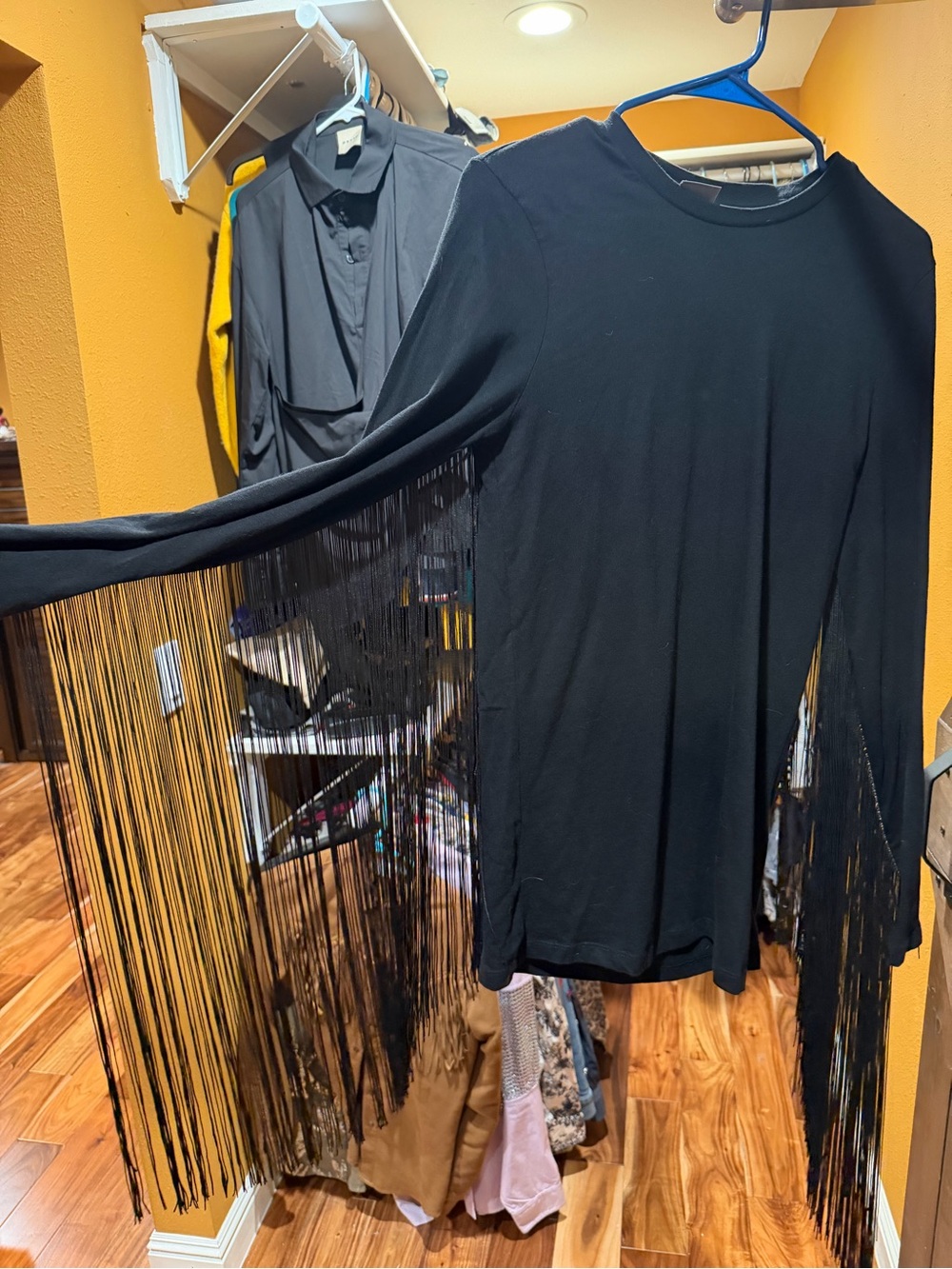 ASOS Festival Black Fringe Long-Sleeve Shirt